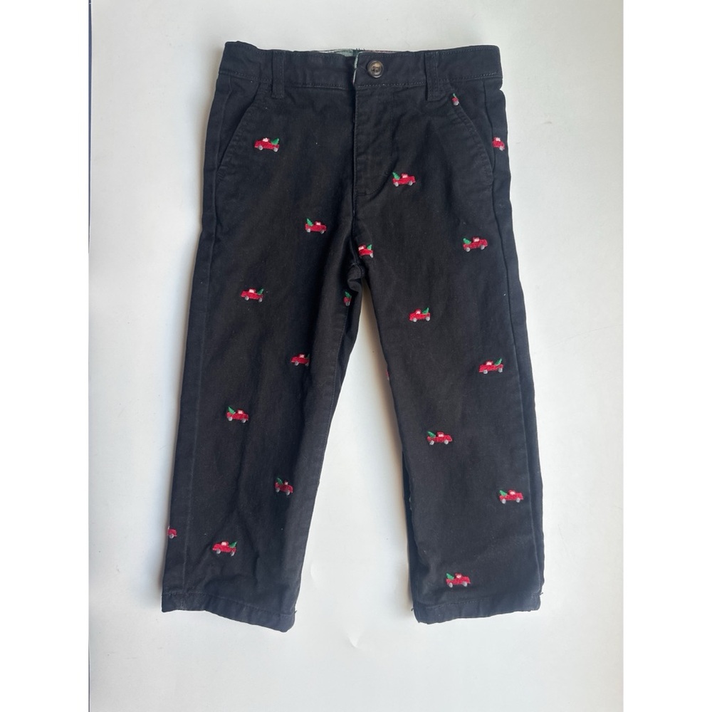 Gymboree Christmas red truck embroidered Black Pants
